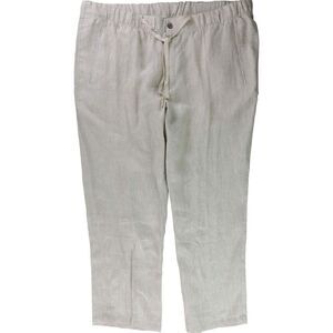 Tasso Elba Mens Linen Drawstring Casual‎ Trouser Pants Tan Size XXL